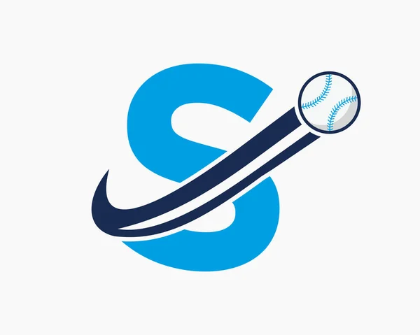 Inledande Bokstav Baseball Logotyp Koncept Med Rörlig Ikon Vektor Mall — Stock vektor