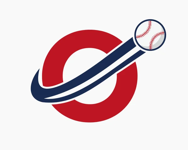 Eerste Letter Baseball Logo Concept Met Bewegende Baseball Icon Vector — Stockvector