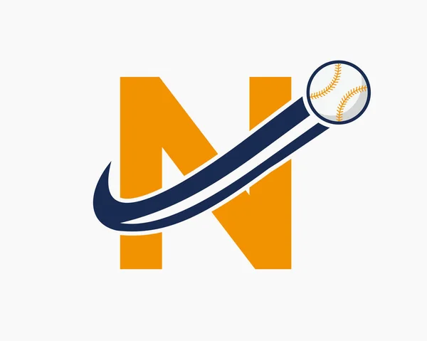Initiële Letter Baseball Logo Concept Met Bewegende Baseball Icon Vector — Stockvector