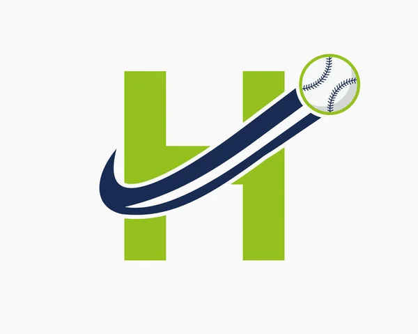 Logo Iniziale Della Lettera Del Baseball Concetto Con Modello Commovente — Vettoriale Stock