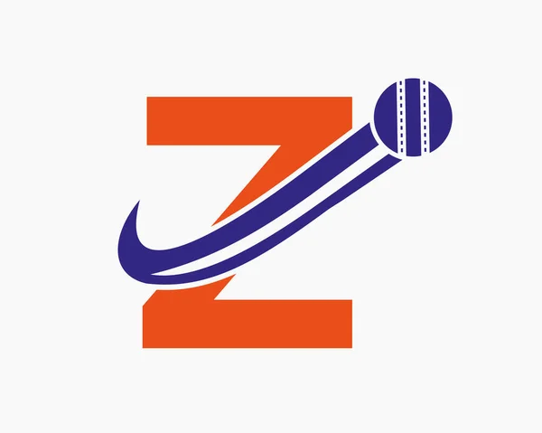 Initial Letter Cricket Logo Konzept Mit Moving Ball Icon Für — Stockvektor