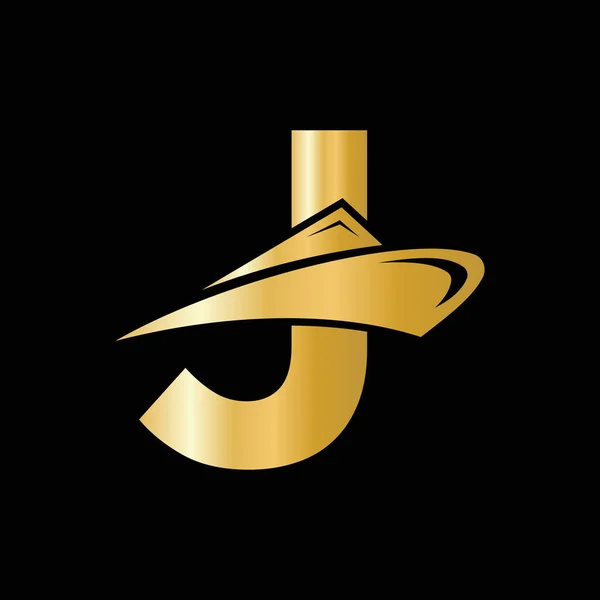 首字母J游轮标志船图标 游艇标志 海运标志型 — 图库矢量图片