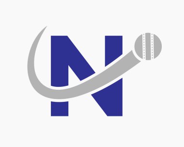 Kriket Kulübü Sembolü için Hareketli Top Simgesi içeren Kriket Kriket Logosu. Kriket İmzası