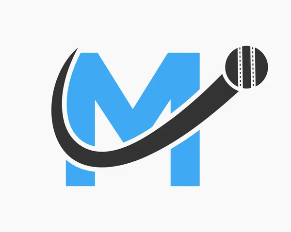 Brev Cricket Logotyp Koncept Med Rörlig Boll Ikonen För Cricket — Stock vektor