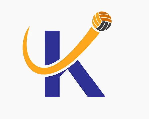 Логотип Буквы Волейбол Иконой Движущегося Волейбольного Мяча Логотип Волейбольного Спорта — стоковый вектор