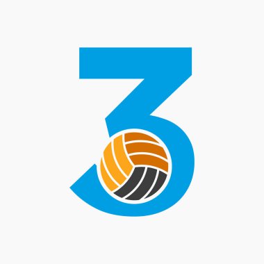 3. harf voleybol logosu konsepti. Voleybol Spor Logosu Şablonu