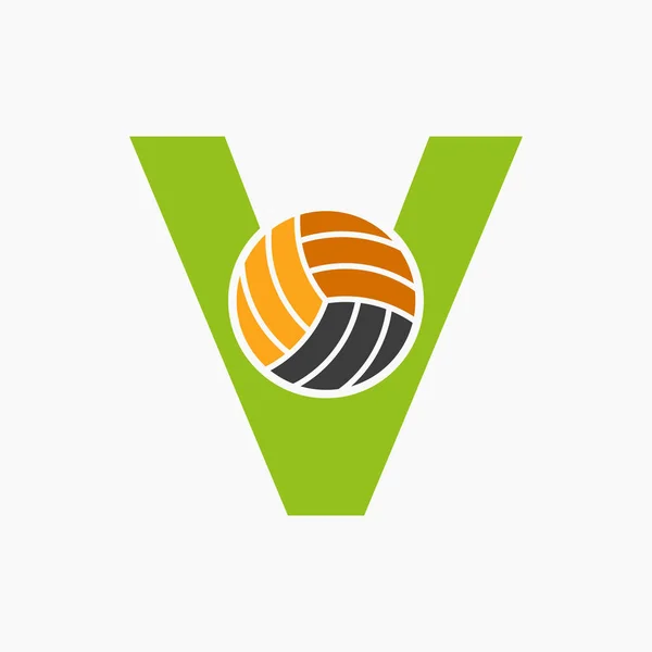 Letra Concepto Logo Voleibol Plantilla Logotipo Deportes Voleibol — Archivo Imágenes Vectoriales