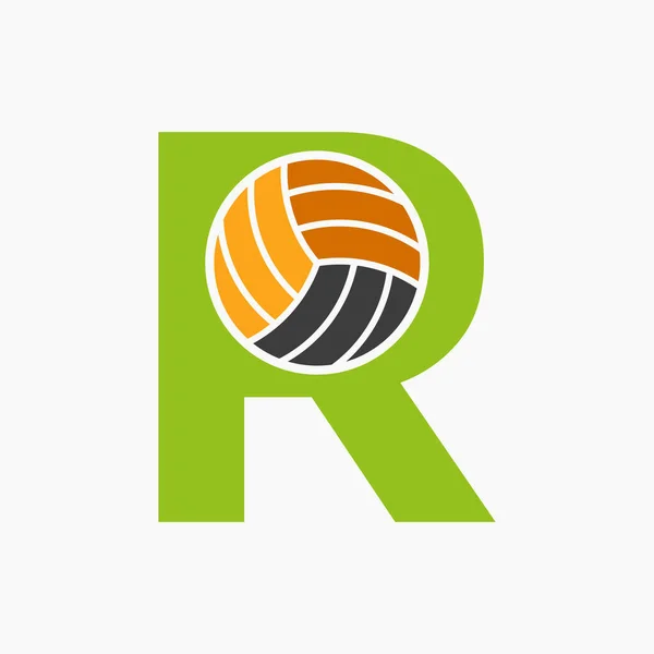 Lettre Concept Logo Volley Ball Avec Icône Mobile Balle Volley — Image vectorielle