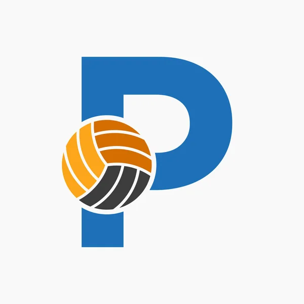 Carta Vôlei Logo Conceito Modelo Logotipo Desportivo Voleibol —  Vetores de Stock