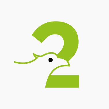 İlk Mektup 2 Kartal Logosu Tasarımı. Ulaşım Sembol Vektör Şablonu