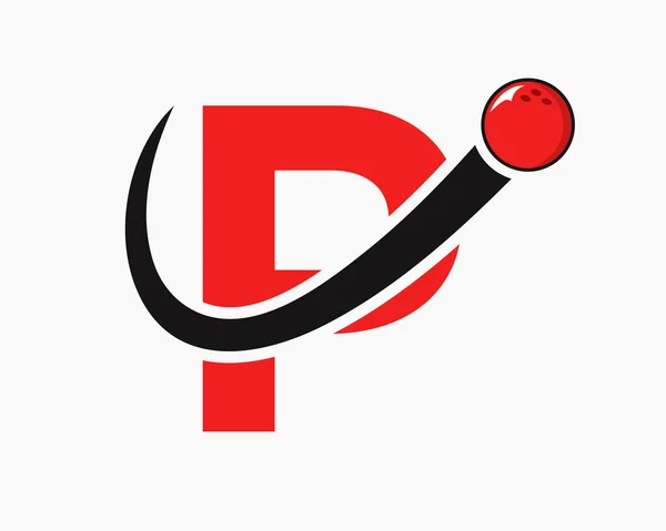 Brief Bowling Logo Bowling Ball Symbool Met Bewegende Bal Pictogram — Stockvector