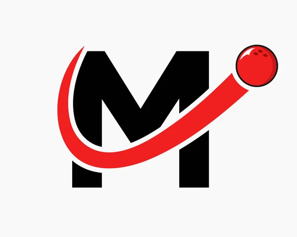 Carta Bowling Logo Bola Boliche Símbolo Com Bola Movimento Ícone —  Vetores de Stock