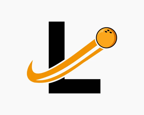 Buchstabe Bowling Logo Bowling Ball Symbol Mit Beweglichem Ball Symbol — Stockvektor