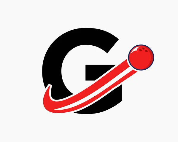 Lettre Logo Bowling Symbole Boule Bowling Avec Icône Boule Mobile — Image vectorielle