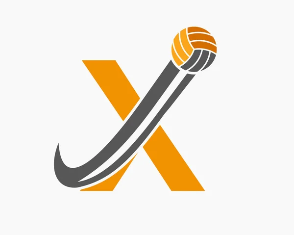 Letra Concepto Logo Voleibol Con Icono Voleibol Movimiento Plantilla Logotipo — Vector de stock