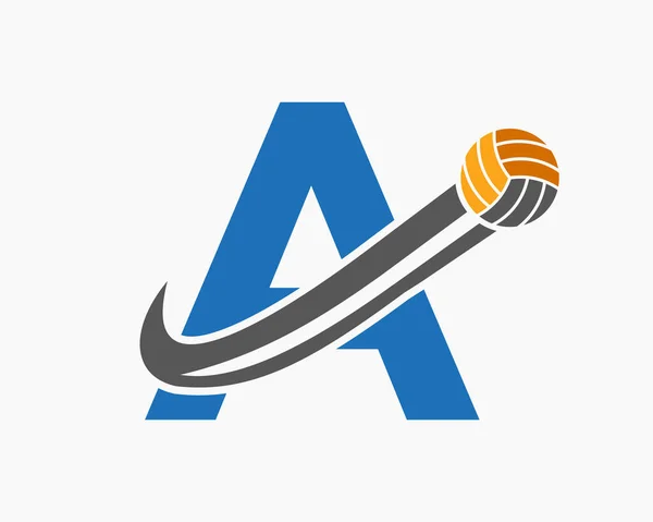 Lettre Concept Logo Volley Ball Avec Icône Balle Volley Mobile — Image vectorielle