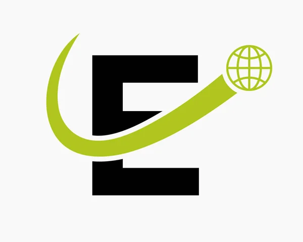 Global Logo Design Dalam Bahasa Inggris Templat Vektor Simbol Dunia - Stok Vektor