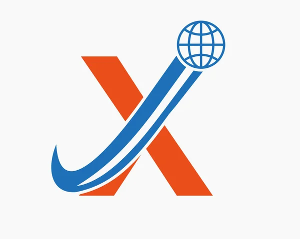 Carta Global Logo Design Modelo Vetor Símbolo Logotipo Mundial — Vetor de Stock