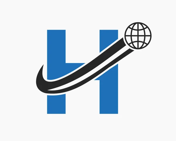 Harfi Küresel Logo Tasarımı Dünya Logosu Sembol Vektör Şablonu — Stok Vektör