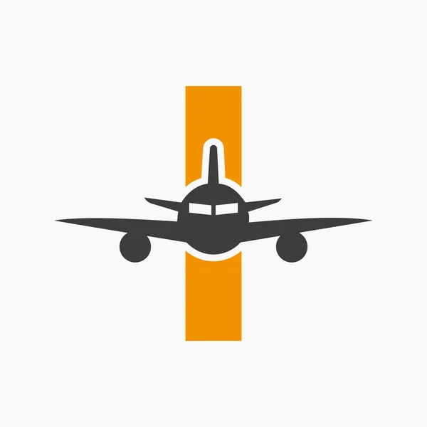 Carta Inicial Concepto Logo Viaje Con Símbolo Avión Volador — Vector de stock