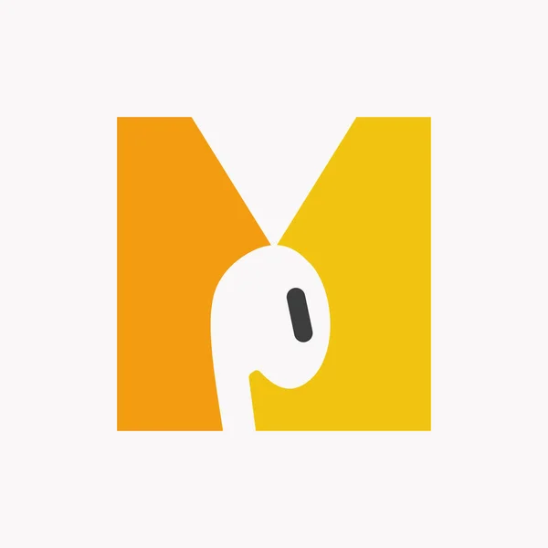Scrisoare Music Logo Concept Căști Icon Vector Șablon — Vector de stoc