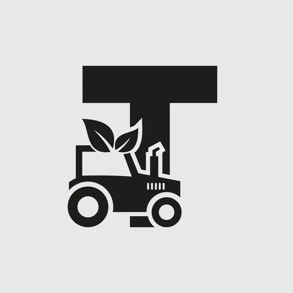 Traktör Simgesi Vektör Şablonu Ile Tarım Logosu Eko Çiftlik Sembolü — Stok Vektör