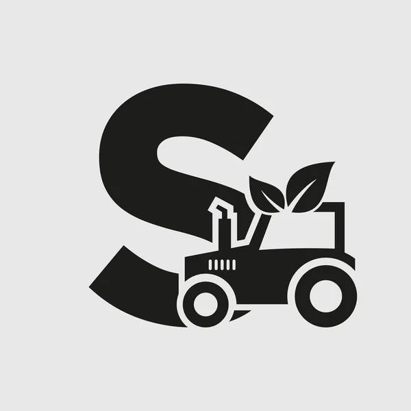 Letter Landbouw Logo Concept Met Tractor Icon Vector Template Eco — Stockvector