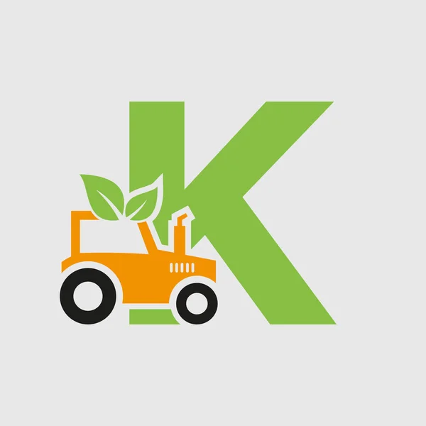 Carta Agricultura Logo Concept Tractor Icon Vector Template Símbolo Eco — Vetor de Stock