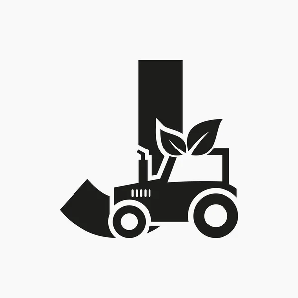 Lettre Concept Logo Agricole Avec Modèle Vectoriel Icône Tracteur Symbole — Image vectorielle