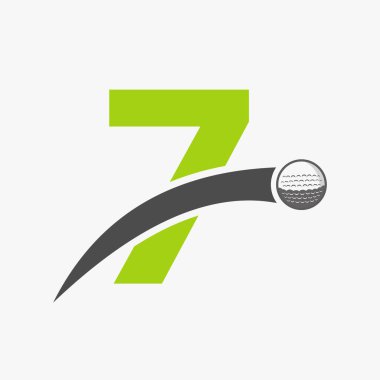 Golf logosu 7. harf üzerinde hareket eden golf topu simgesiyle. Hokey Spor Logosu Sembolü