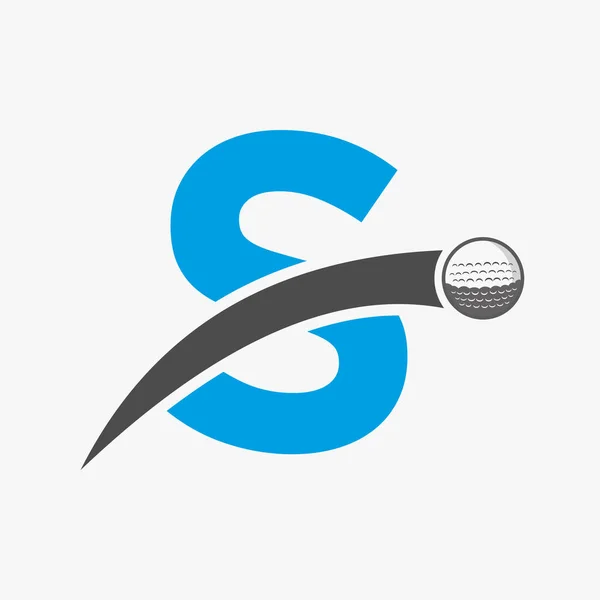 Harfi Üzerindeki Golf Logosu Hareket Eden Golf Topu Ikonu Hokey — Stok Vektör