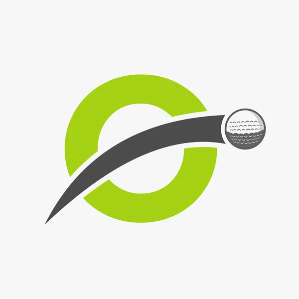 Hareket Eden Golf Topu Simgesi Ile Harfi Üzerinde Golf Logosu — Stok Vektör