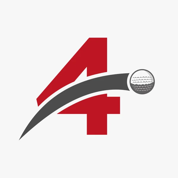 Golf Logosu Harf Üzerinde Hareket Eden Golf Topu Simgesi Hokey — Stok Vektör