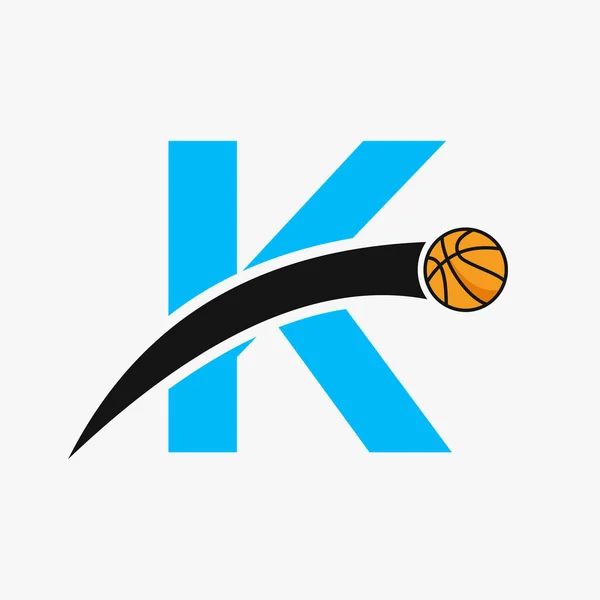 Basketball Logo Letter Moving Basketball Icon Basket Ball Logotype Symbol — Stock Vector