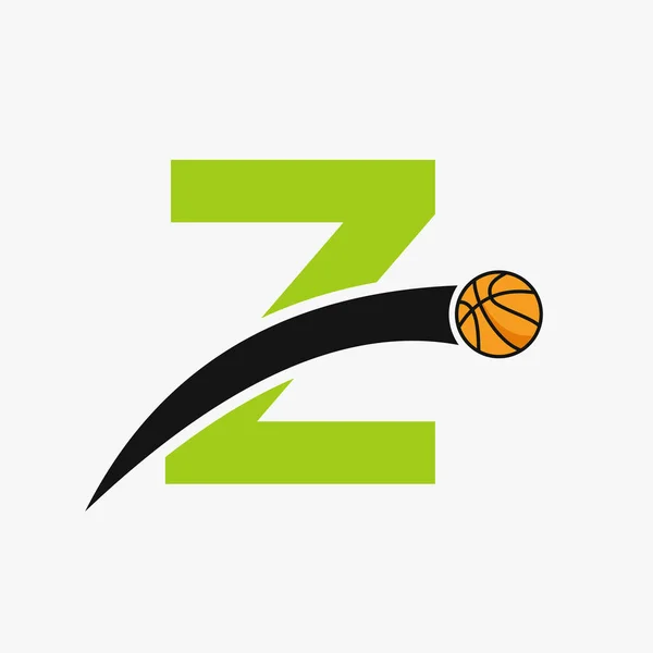 Logo Koszykówki Literę Ruchomą Ikoną Koszykówki Symbol Logotypu Piłki Kosza — Wektor stockowy
