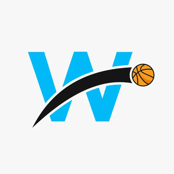 Logotipo Del Baloncesto Letra Con Icono Del Baloncesto Movimiento Símbolo — Vector de stock