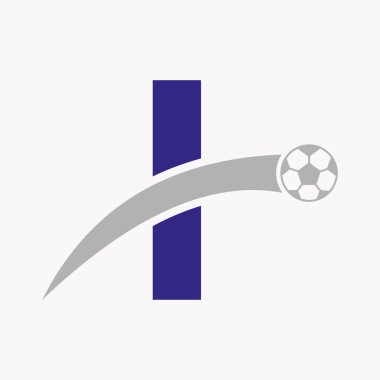 Hareket eden futbol ikonu I harfinin üzerinde futbol logosu. Futbol Logosu Şablonu