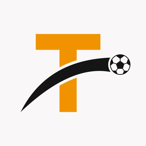 Football Logo Letter Moving Football Icon Soccer Logo Template — Stock Vector