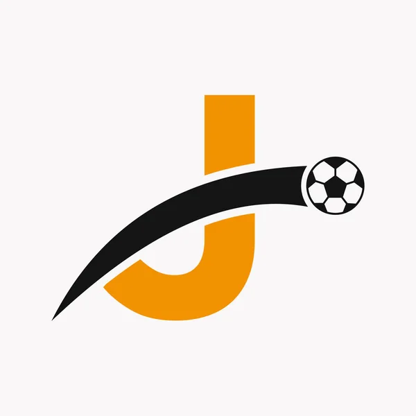 Fußball Logo Auf Buchstabe Mit Beweglicher Fußball Ikone Vorlage Für — Stockvektor