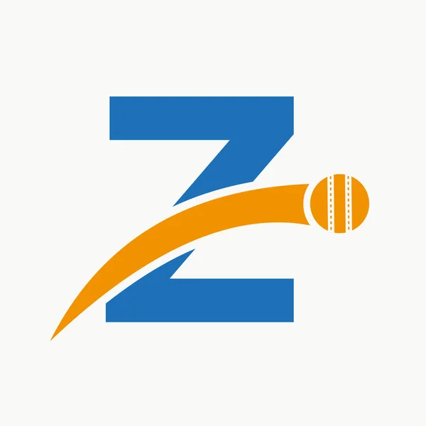Cricket Logo Letter Moving Cricket Ball Icon Cricket Ball Logo — Stock Vector