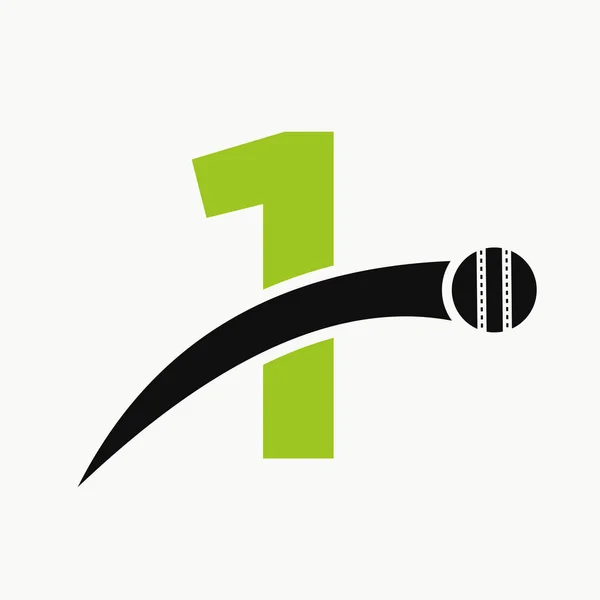 Logo Cricket Sur Lettre Avec Icône Mobile Boule Cricket Modèle — Image vectorielle