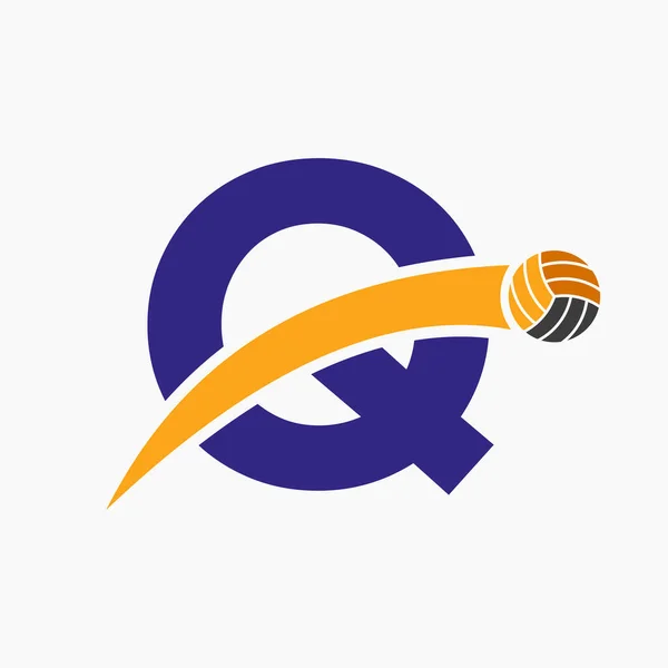 Volleyball Logo Letter Moving Volleyball Ball Icon 볼리볼 — 스톡 벡터