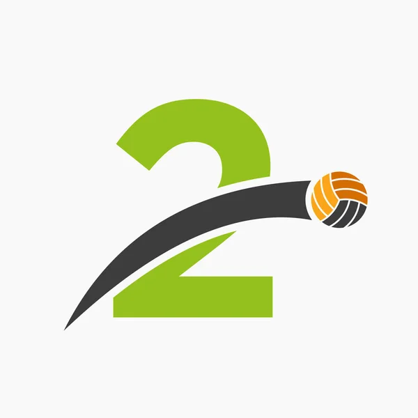 Logo Volejbalu Písmeno Pohyblivým Volejbalovým Míčem Ikona Symbol Koule Volejbalu — Stockový vektor
