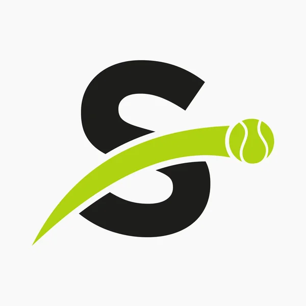 Logotipo Tenis Letra Con Ícono Pelota Tenis Movimiento Plantilla Logotipo — Archivo Imágenes Vectoriales
