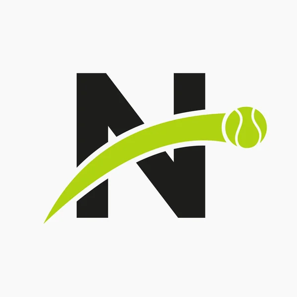 Tennis Logotyp Bokstaven Med Rörlig Tennisboll Ikonen Tennislogotyp Mall — Stock vektor
