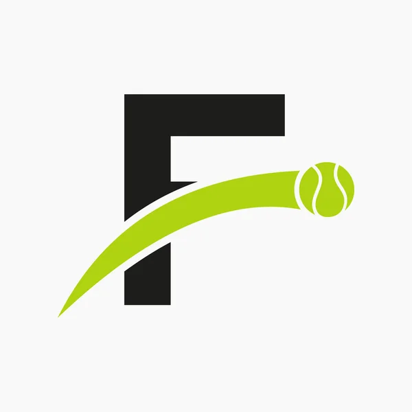 Tennis Logo Auf Buchstabe Mit Beweglichem Tennisball Symbol Vorlage Für — Stockvektor