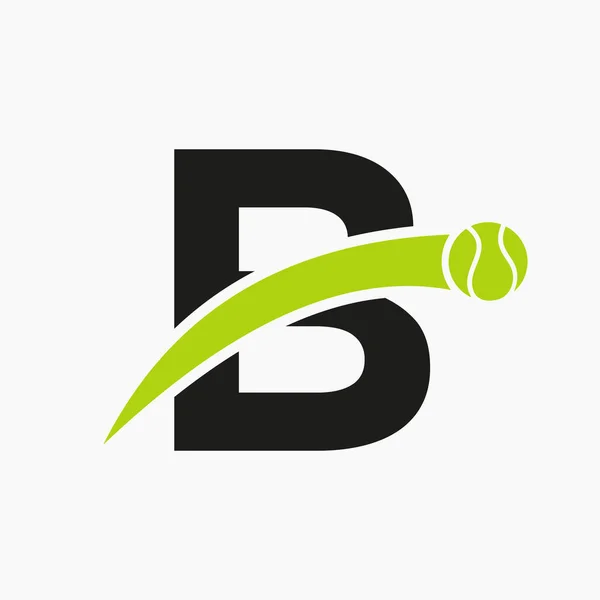 Λογότυπο Του Τένις Στο Γράμμα Κινούμενο Εικονίδιο Μπάλα Του Τένις — Διανυσματικό Αρχείο