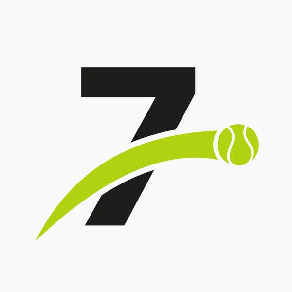 Logotipo Tenis Carta Con Ícono Pelota Tenis Movimiento Plantilla Logotipo — Archivo Imágenes Vectoriales