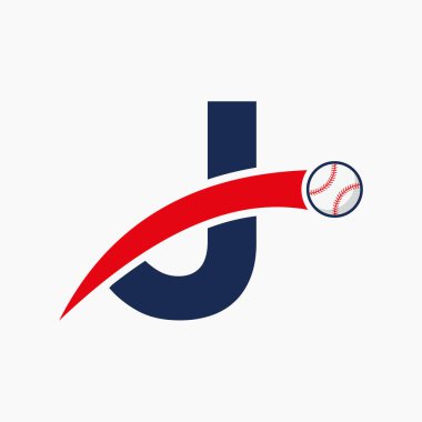 Hareketli Beyzbol Simgesi olan J harfi üzerinde beysbol logosu. Beyzbol Logosu Şablonu