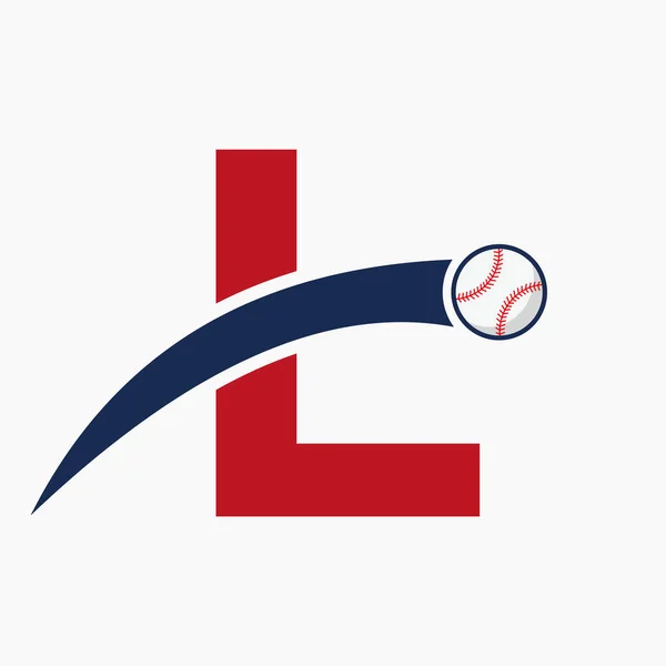 Honkbal Logo Letter Met Bewegende Honkbal Icoon Baseball Logotype Template — Stockvector
